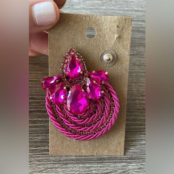 Anthropologie Fuchsia Gemstone Earrings - Picture 3 of 3